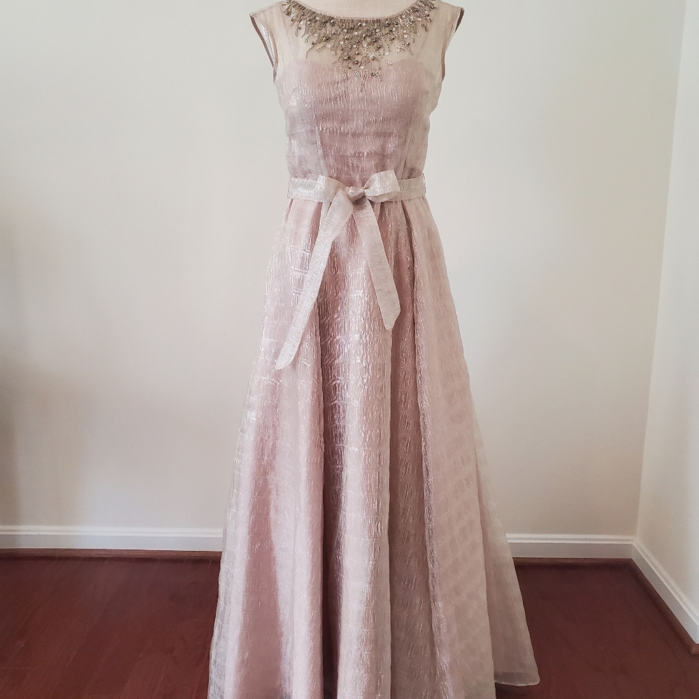 Aidan Mattox Sleeveless Champagne A-line Silhouette Gown/Price Reduction